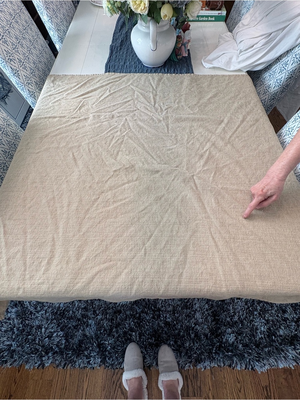 One Beige Linen-Look Tablecloth and 2 white tablecloths. No tags